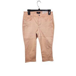 Nydj Chloe Womens Size 6 P Petite Capri Crop Jeans  Melon Side Slits Stretch 26